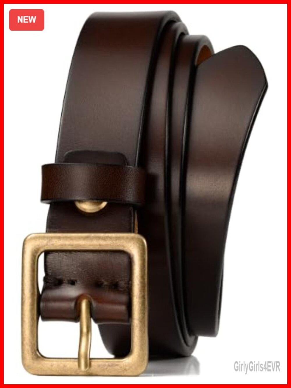 Italian Full Grain Leather Belt Brass Buckle 1.1" Casual Jeans